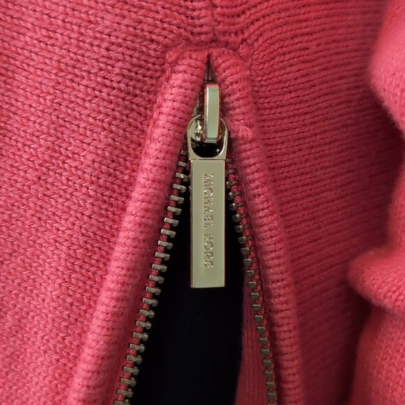 Michael Kors Tunic Sweater Shirttail Knit Gold Zipper Side Pullover Pumpkin Fall - Picture 6 of 12